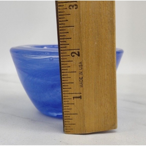 Hand Blown Cobalt Blue Swirl Art Glass Round Votive Candle Holder - Picture 13 of 14